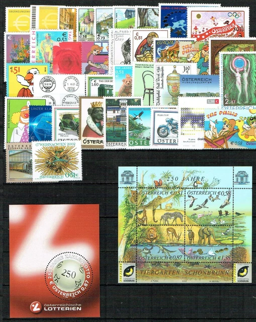 Österreich Jahrgang 2002 komplett postfrisch, Nominale 35,74 Euro