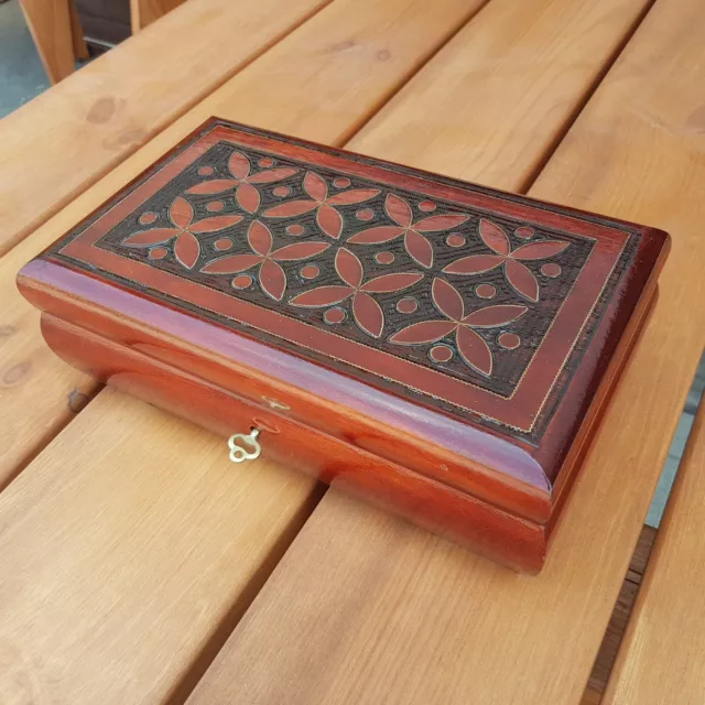 Wooden Jewellery Box 25Cm Long In Brown Color