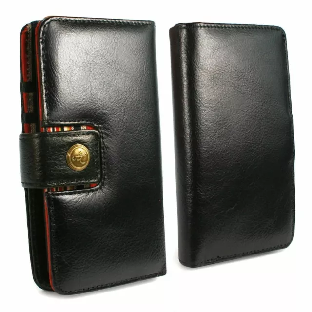 Alston Craig Magnetic RFID Genuine Vintage Leather Wallet for iPhone 13/14 - Bla