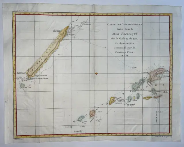 New Caledonia New Hebrides 1780 James Cook Large Antique Sea Chart