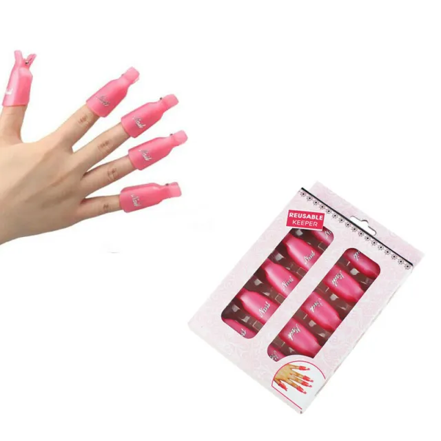 Nail Art Soak Off UV Gel Polish Remover Wrap Gelish Clip Cap 10 Pcs/Set Pink