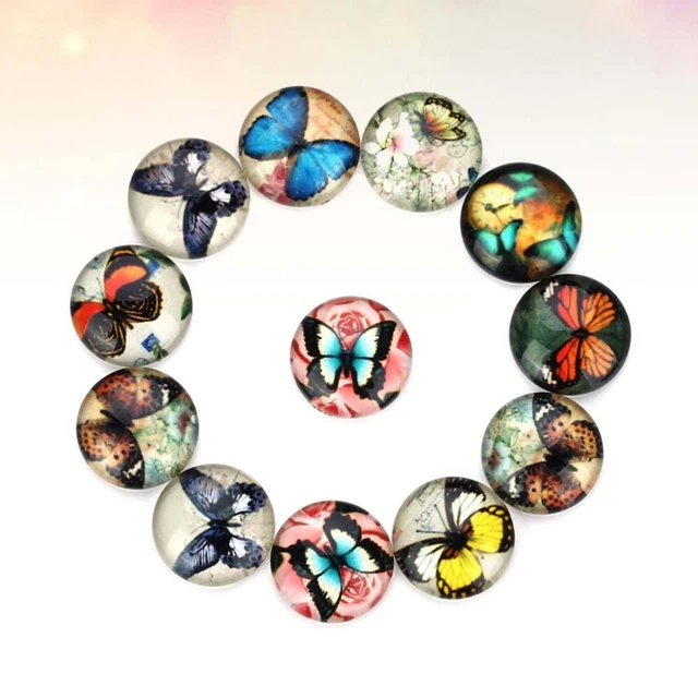 20 PCS Cabochons Jewelry Making Round Glass Glass Necklace Patch