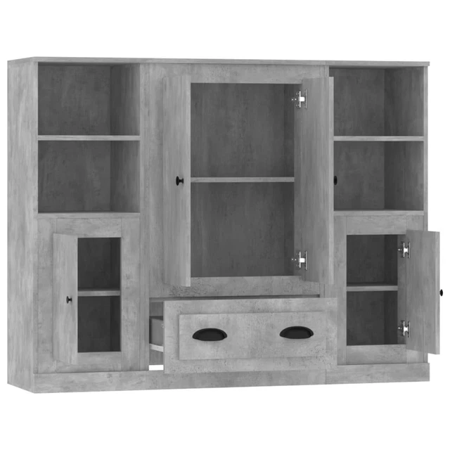 AX Credenza 3 Mobiletti Grigio 132x35.5x103.5cm Minimalista Soggiorno 0k 3185323