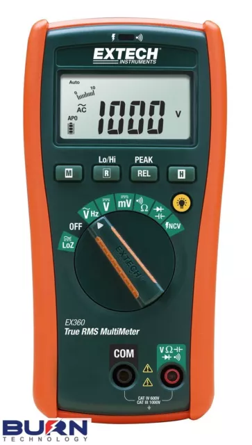 Extech EX360 Compact Electrical True RMS MultiMeter Non Contact Voltage Detector