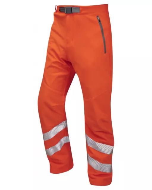 Leo Workwear Landcross WT01 Hi Vis Work Trousers Class 1 Rail GO/RT Orange