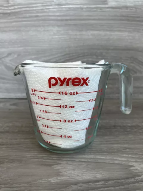 VTG. PYREX - 2 CUP 1 PT 16 OZ 500 ML - GLASS MEASURING CUP RED