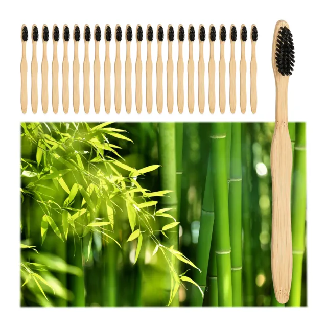 Set de 24 brosses à dents en bambou brosses dents manuelles véganes écologiques