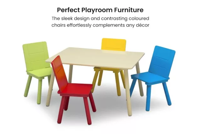 DELTA CHILDREN Kids Premium Table and Chairs Play Furniture Set Wooden Wood 3
