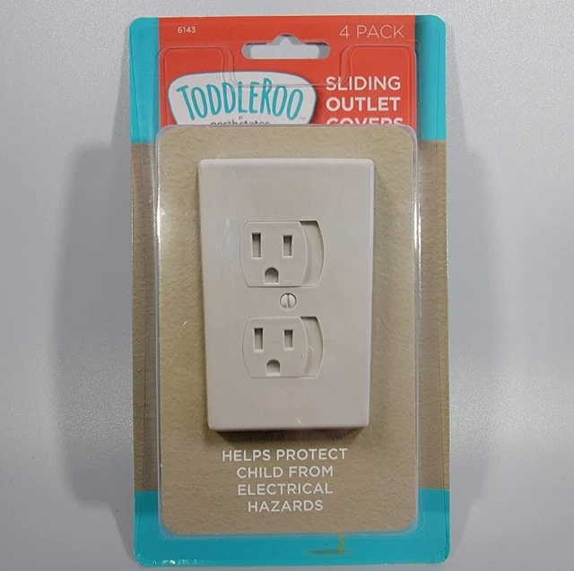 Toddleroo 6143 Sliding Outlet Covers For Children 4 PK New in Package Soft White