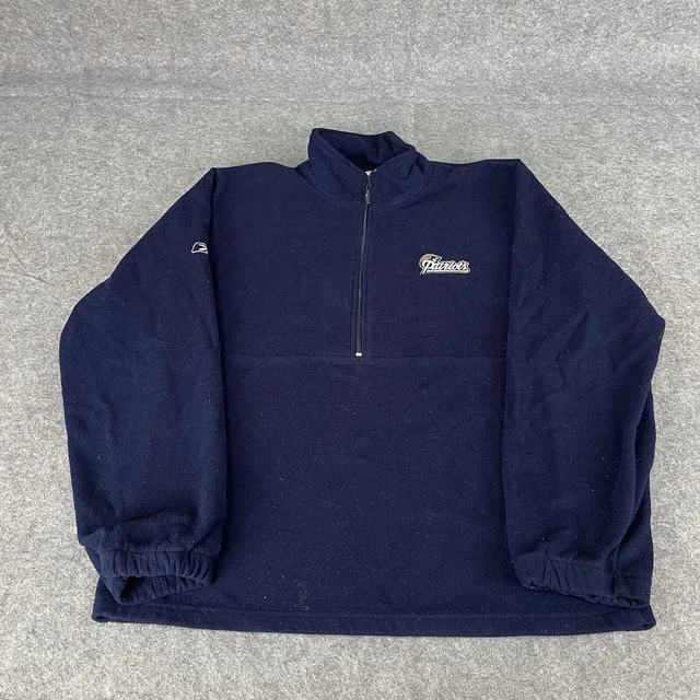 NEW ENGLAND PATRIOTS Reebok Fleece Mens Medium Blue Quarter Sweatshirt (8746)