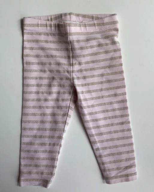 Country Road baby girl size 3-6 months pink gold stripe leggings pants, VGUC