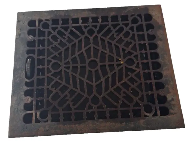 Vintage Cast Iron Floor Wall Register Vent Grate 12x14 Victorian Restoration