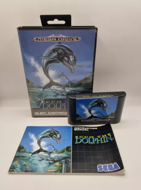 Sega Megadrive Ecco The Dolphin Video Game In Original Box With Manual 1992