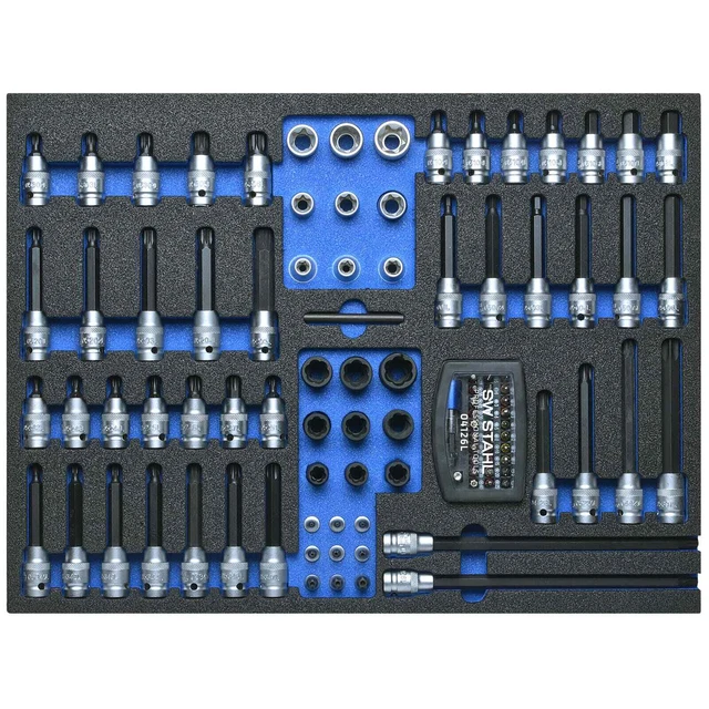 SW-STAHL Werkstattwagensortiment, Schraubendreheinsätze 1/4 " E 1/2 " 102-teilig