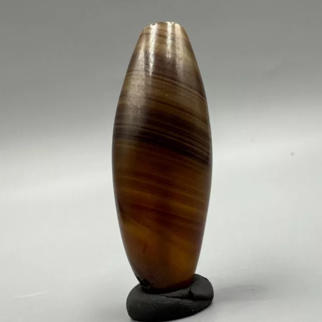 Genuine Rare  Ancient Indo Tibetan Himalayan Agate Bead With Milky Way Patina