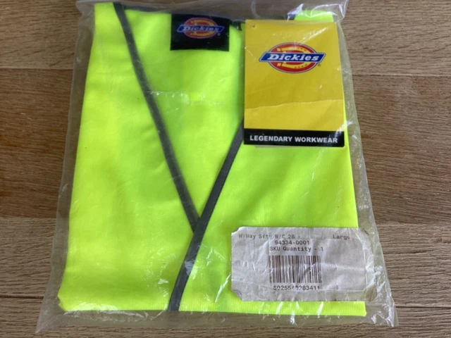 Abbigliamento da lavoro da uomo, gilet Hi Viz, taglia large, Dickies, nuovo in borsa