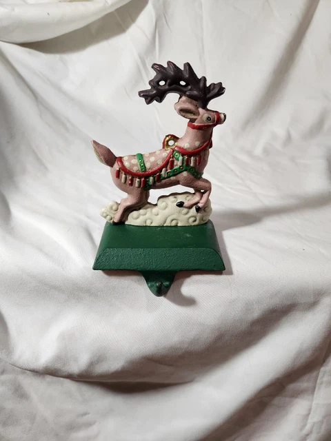 Vintage Midwest Cannon Falls SANTA'S REINDEER Cast Iron Stocking Hanger Holder