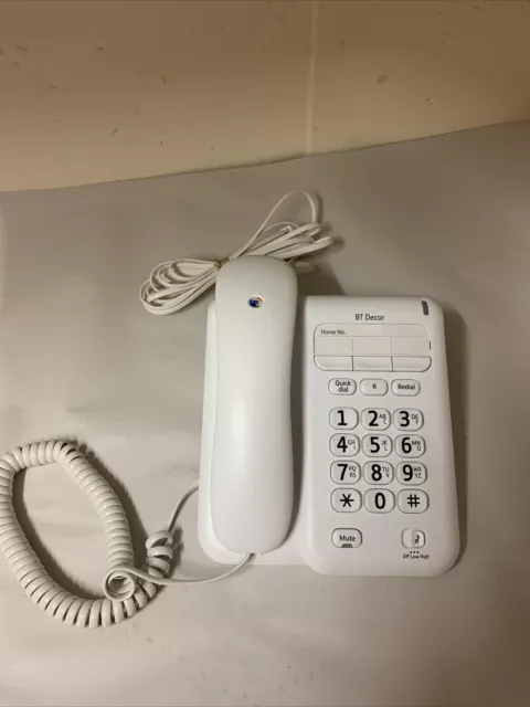 BT Decor 2100 Home Telephone Hearing Aid Compatible White Corded Phone Landline