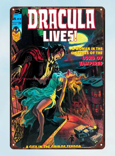 interior design for living room dracula Lives 1975 comics metal tin sign
