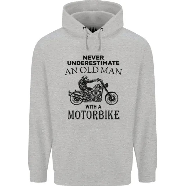 Felpa con cappuccio da uomo vecchio moto biker moto divertente 80% cotone