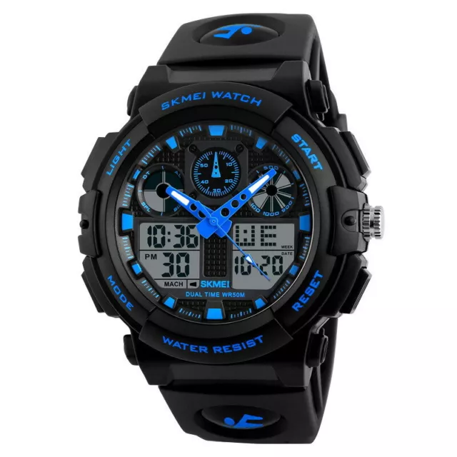 Outdoor Watch Water Resistant LED Sport Stopwatch Digital Wrist Calendar Alarm