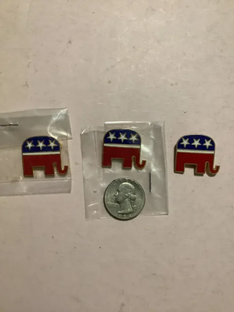 ( 3 ) Classic Historic Republican Pins Party GOP Elephant Lapel Hat Pins