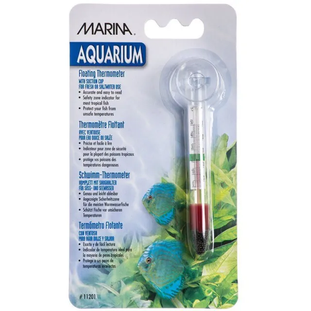 Aquarium, Marina Floating Thermometer with Suction Cup (Small Thermometer)