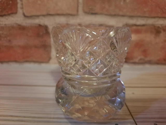 EAPG Clear Glass Match Toothpick Holder Crude 3 Mold Solid Base Diamond Fan