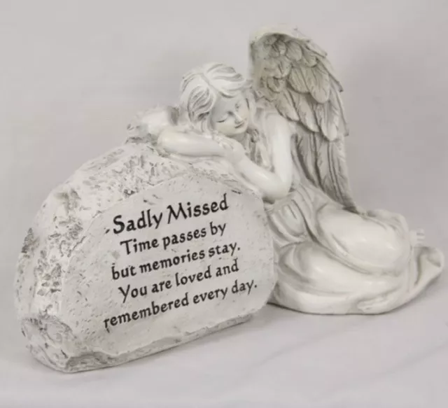 30cm SADLY MISSED MEMORIAL ANGEL Cemetery Ornament Statues Garden Sculptures VIC 3