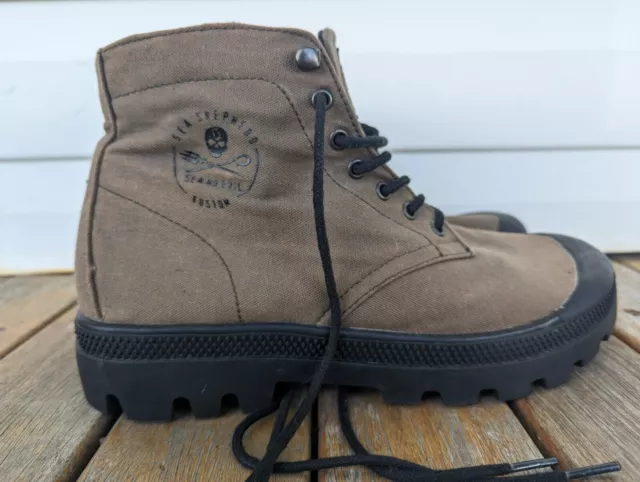 SEA SHEPHERD X Kustom Brown Combat Hiking Boots - Organic Canvas - Sz ...