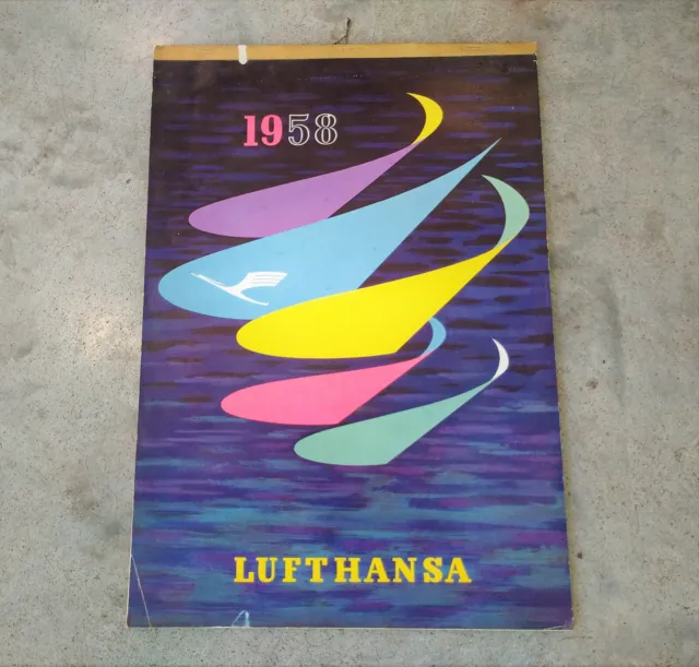 LUFTHANSA Calendar 1958 German Airlines / Vintage Design / Hans Rott Kalender