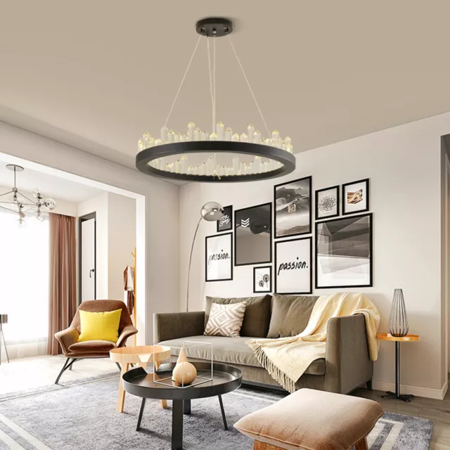 K9 Crystal Ring Hanging Light Round LED Chandelier Pendant Ceiling Lamp