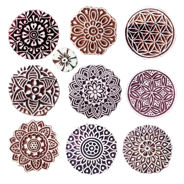 Wooden Stamps for Block Printing on Saree Border, Textile, Clay, Pottery, Tattoo