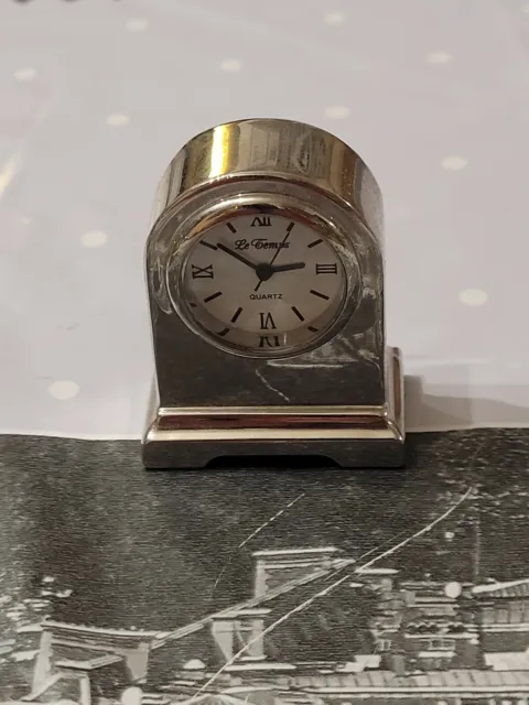 Temps Time Argent Silver Metal Vintage Horloge Clock Miniature Reveil
