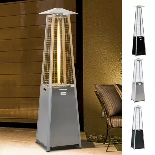 11.2KW Outdoor Patio Gas Heater Freestanding Pyramid Heater w/ Regulator, Hose