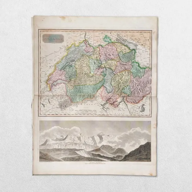 Antique 19Th Century World Atlas Map John Thomson 1814 Europe Switzerland