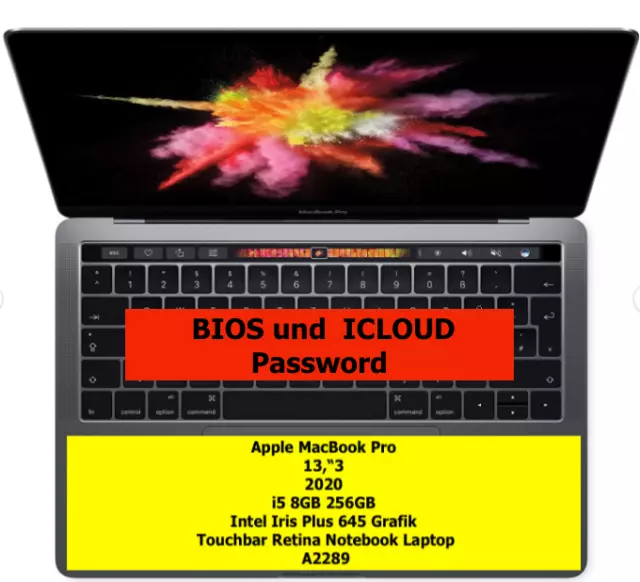 Apple MacBook Pro 13" 2020 256 | i5 | 8 GB notebook touchbar | BIOS e ICLOUD