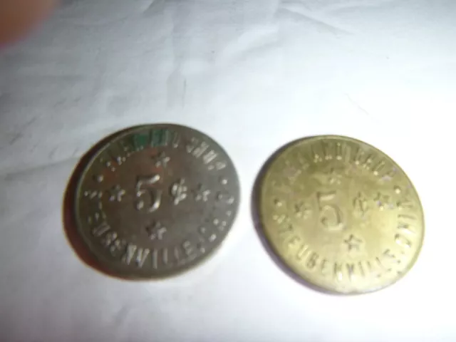 Four  Vintage Downtown Park N' Shop Steubenville Ohio 5 cent Parking Tokens .