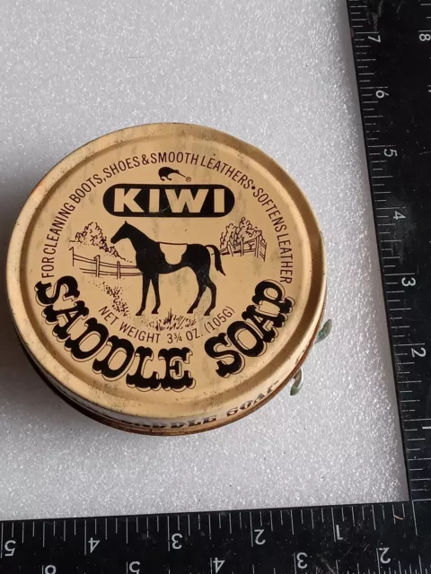 VTG‼ Kiwi Saddle Soap Round Tin Empty Farmhouse Ranch Horse Decor USA Made
