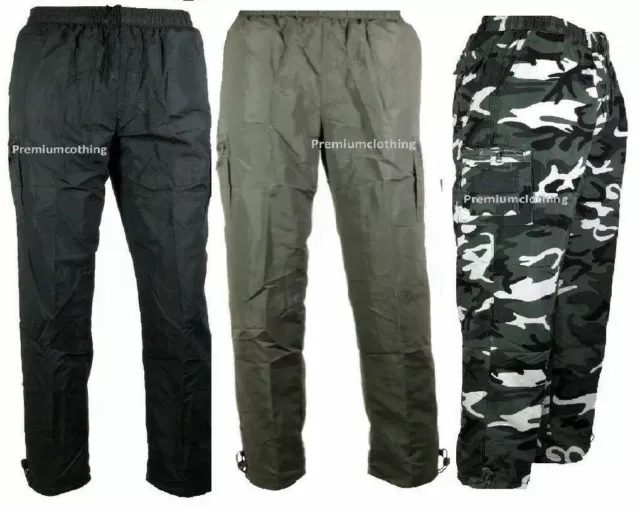 EX STORE Mens CARGO Fleece LINED THERMAL TROUSERS Combat Elasticated Work Wear
