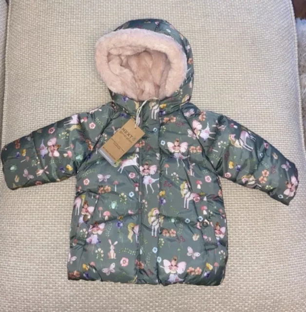 Next Baby Girls Unicorn Fleece Lined Shower resistant Coat Age 6-9 Months *BNWT*