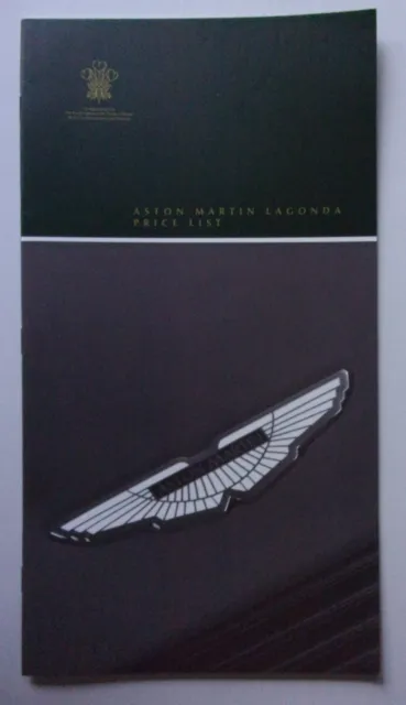 ASTON MARTIN Range orig 1995 UK Mkt Price List Brochure - Volante Vantage DB7