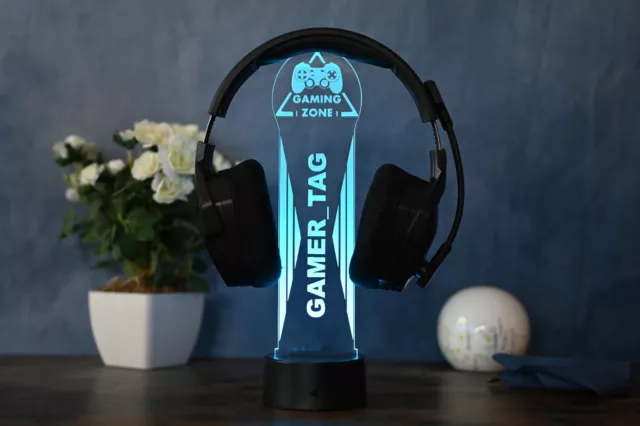 Personalisierte LED Kopfhörerhalterung, Gaming Dekoration Geschenkidee für Gamer