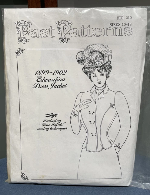 Past Patterns FIG#210 1899-1902 Edwardian Dress Jacket Vintage Pattern Sz 10-18