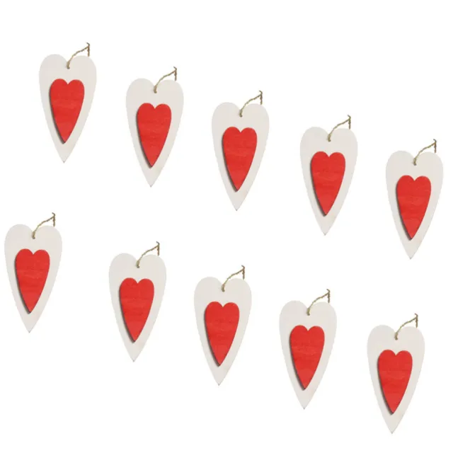 10 piezas astillas de madera colgante en forma de corazón adorno feliz Navidad amor