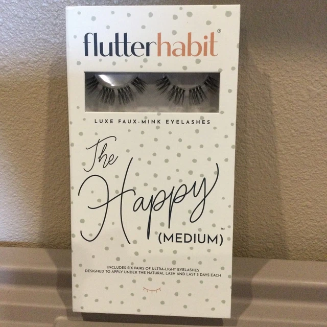Pestañas De Visón Falsas Flutterhabit The Happy Medianas Totalmente Nuevas Caja De Seis (6) Pares