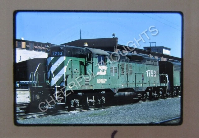 Original '76 Kodachrome Slide BN Burlington Northern 1753 GP9 Spokane, WA  35E48