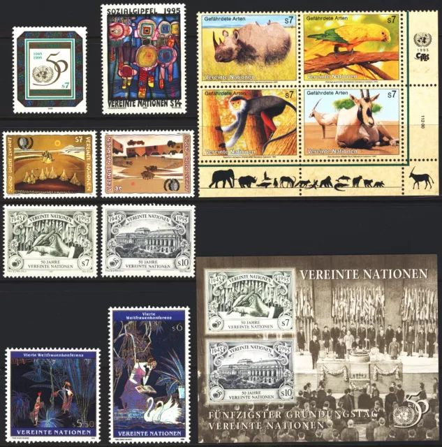 UN - VIENNA . 1995 Year Set (178-192) Stamps, Sheets+Booklet . Mint Never Hinged