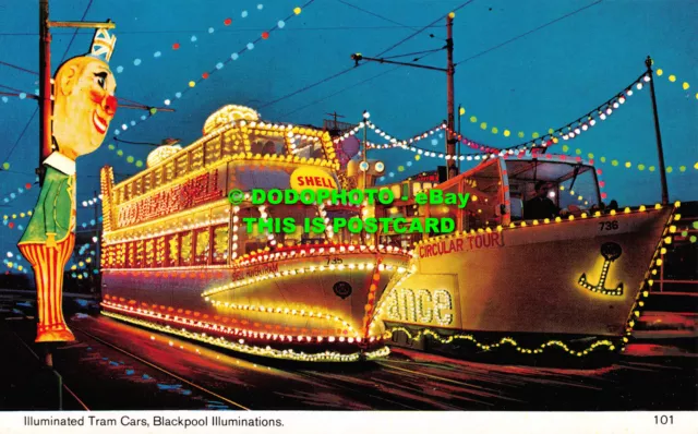 R522590 Blackpool Illuminations. Illuminated Tram Cars. Bamforth. Color Gloss. V