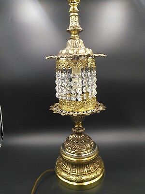 Vintage Hollywood Regency  Brass & Austrian Crystals Table Lamp